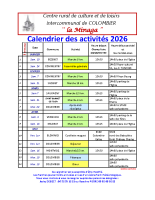 Calendrier activités 2026