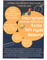 Infos inscription école primaire de Hyds